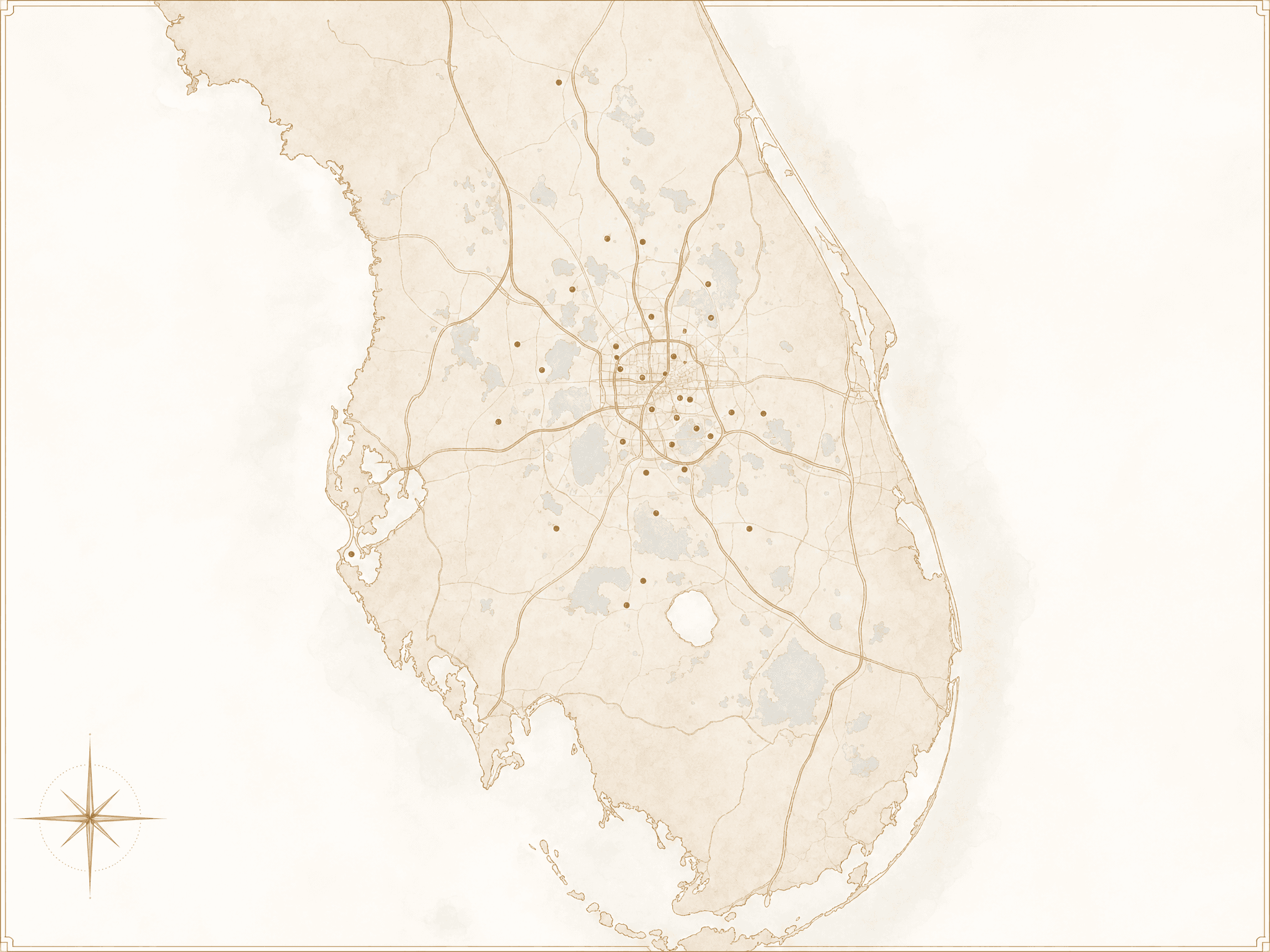 Mapa da Flórida com Orlando em destaque